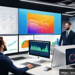 Home 20 브랜드 마케터의 시장 조사 스킬 - A modern marketing team in a bright, open office space intensely analyzing colorful heat maps and cl...