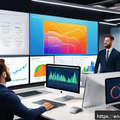 Home 32 브랜드 마케터의 시장 조사 스킬 - A modern marketing team in a bright, open office space intensely analyzing colorful heat maps and cl...